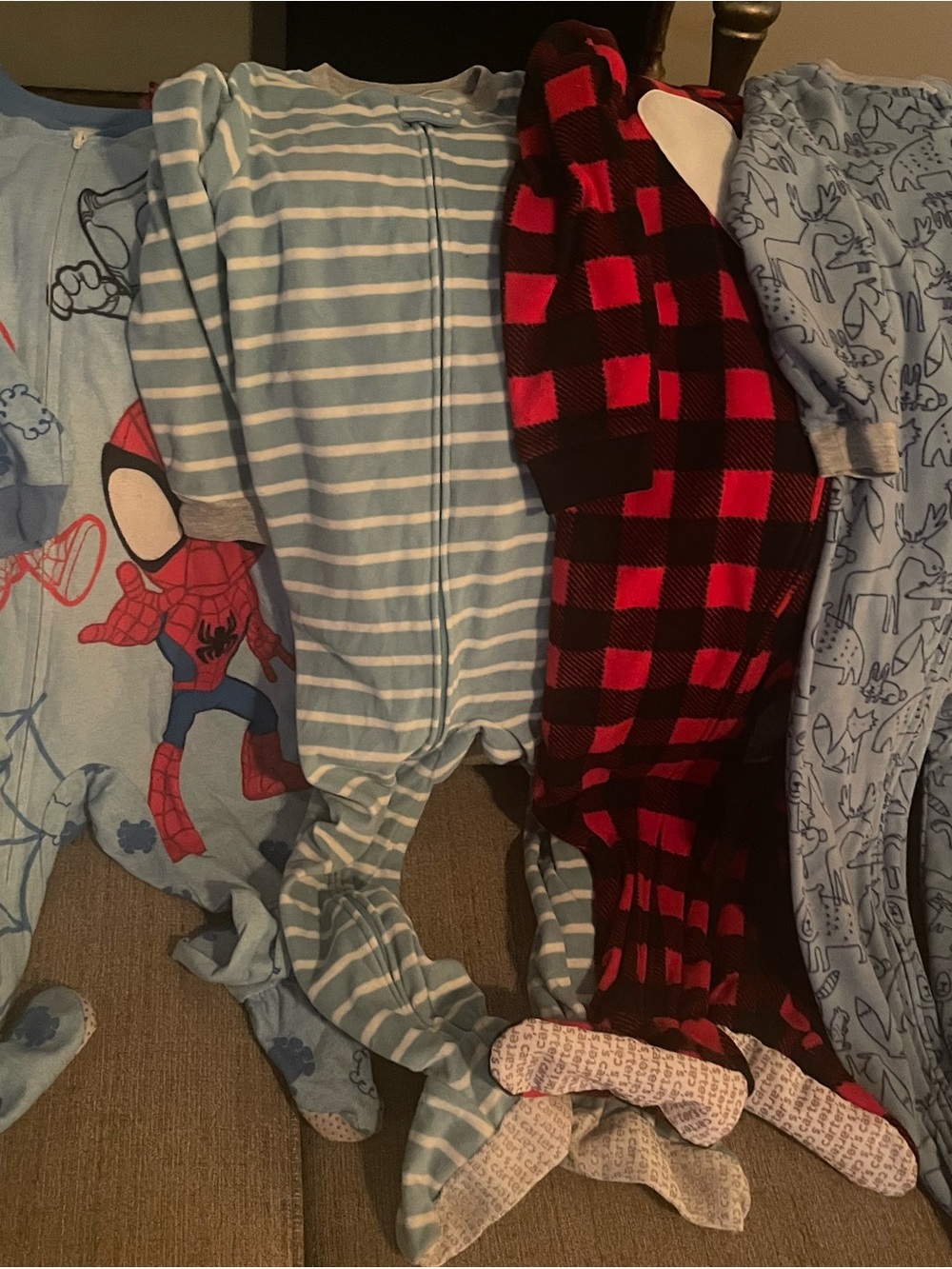 Kids One-Piece Footed Pajamas - Blue Stripes